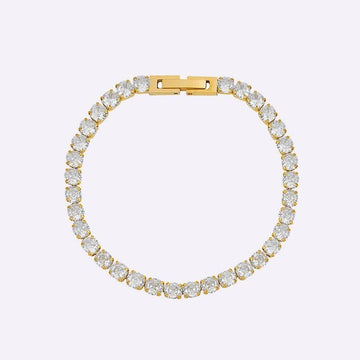 EXQUISITE Gold Plated Titanium Steel AAA+ Cubic Zirconia Simulated Diamonds Tennis Chain Bracelet for Women - The Jewellery Supermarket